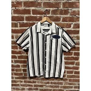Monet Skateboards Mens White Striped Short Sleeve Button Up Shirt Size Large